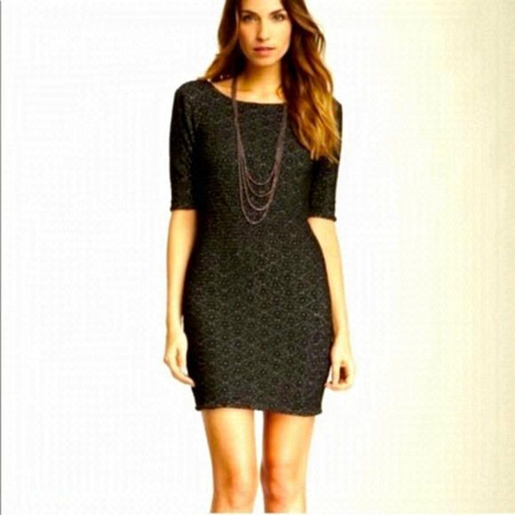 FREE People Lady Pucker Scoop Back Bodycon Mini Dress Women’s Size Medium Black - Picture 1 of 8